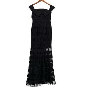 Jarlo Teagan Bardot Dress Sz 4 Black Off The Sh Mermaid Maxi Prom Evening Gown